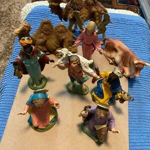 Vintage Nativity scene figurines